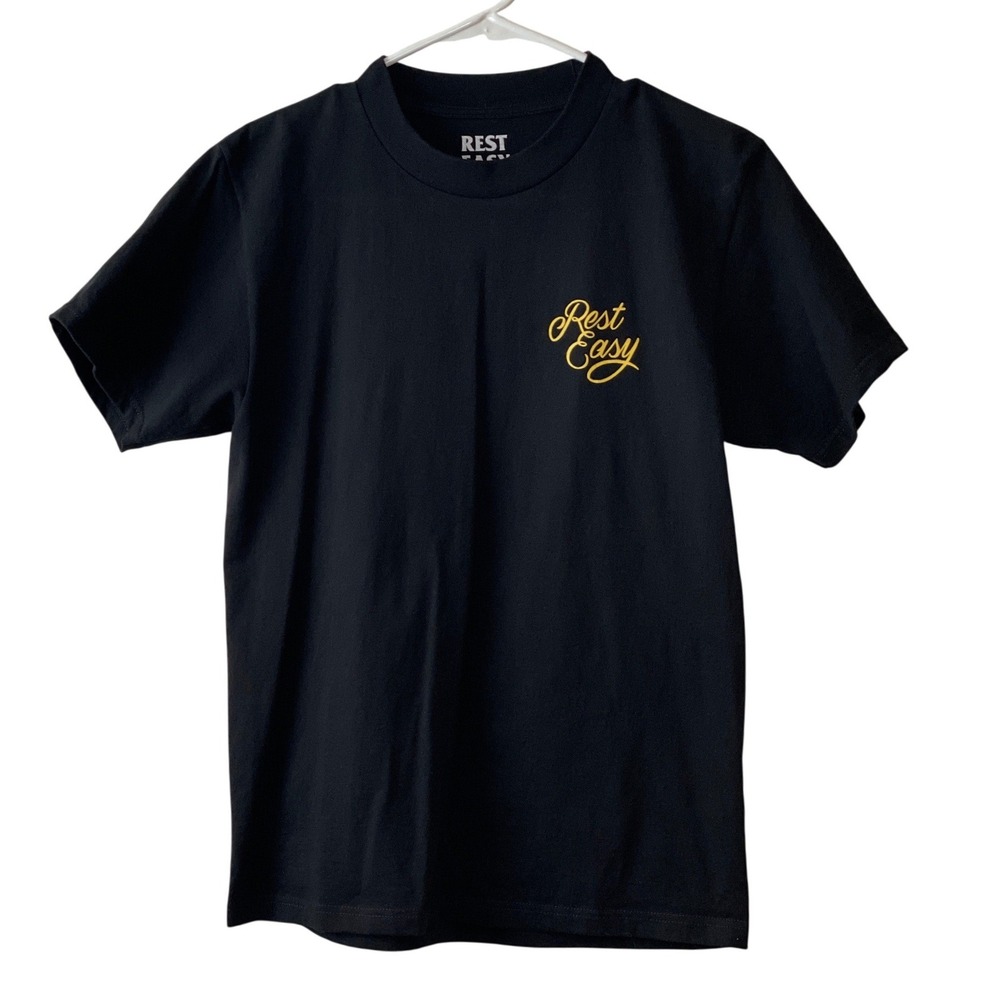 Rest Easy Graphic Tee Men's Small Black Good Tough Luck Horseshoe Short Sleeve